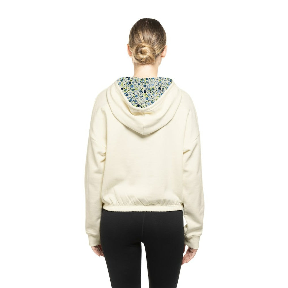 Boston Bruins New Era Women's Glam Game Quarter-Zip Cropped Floral Hoodie Pullover
