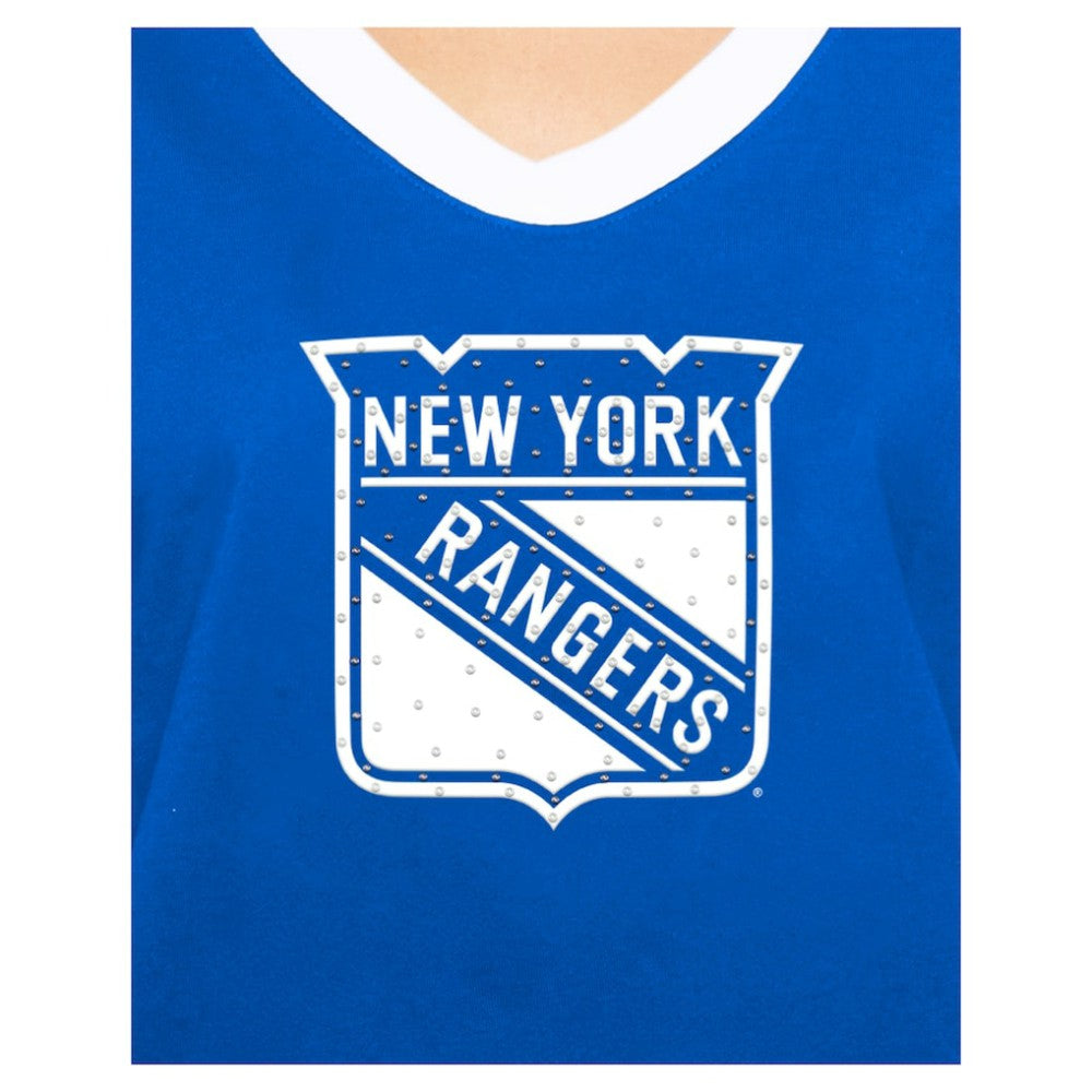 New York Rangers New Era Women's Game Day Rhinestuds T-Shirt