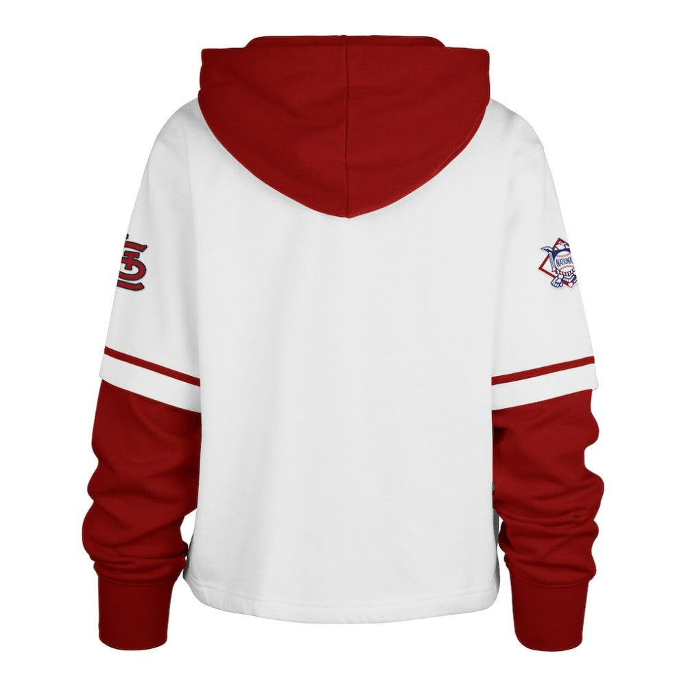 St. Louis Cardinals Women's Trifecta Shortstop Cropped Pullover Hoodie - White | 47 brand