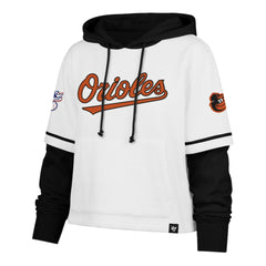 Baltimore Orioles Women's Trifecta Shortstop Cropped Pullover Hoodie - White | 47 brand