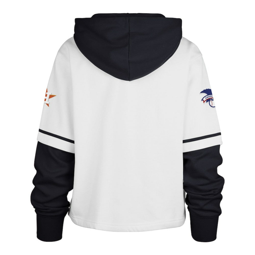 Houston Astros Women's Trifecta Shortstop Cropped Pullover Hoodie - White | 47 brand