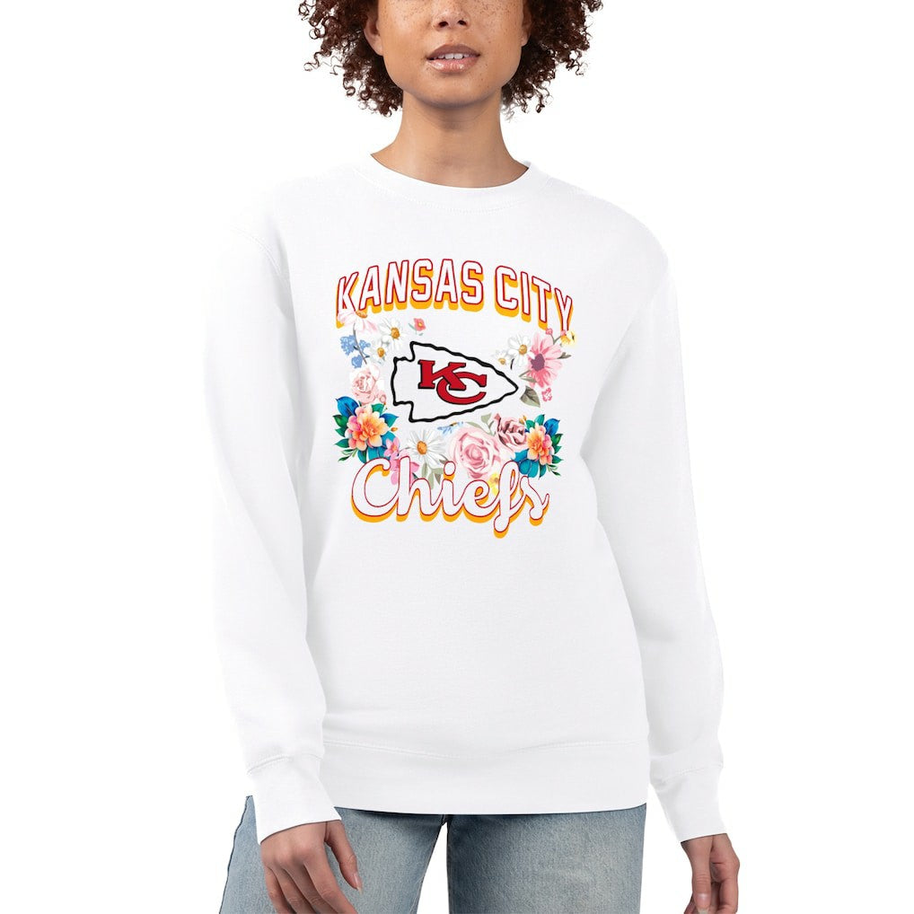 NFL Kansas City Chiefs G-III 4Her by Carl Banks Women's Flower Logo Graphic Fleece Pullover Sweatshirt