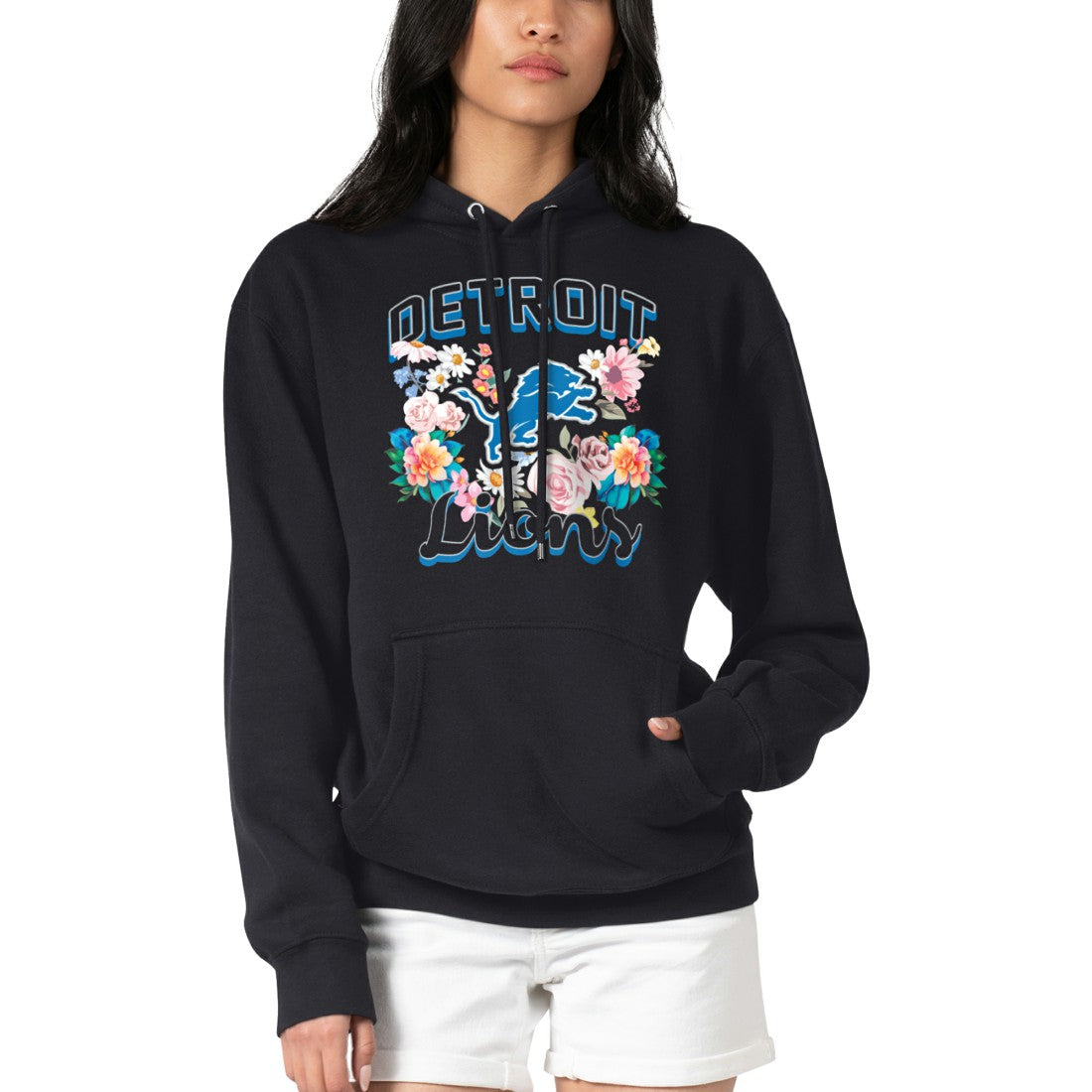 NFL Detroit Lions G-III 4Her by Carl Banks Women's Flowers Team Logo Graphic Fleece Pullover Hoodie