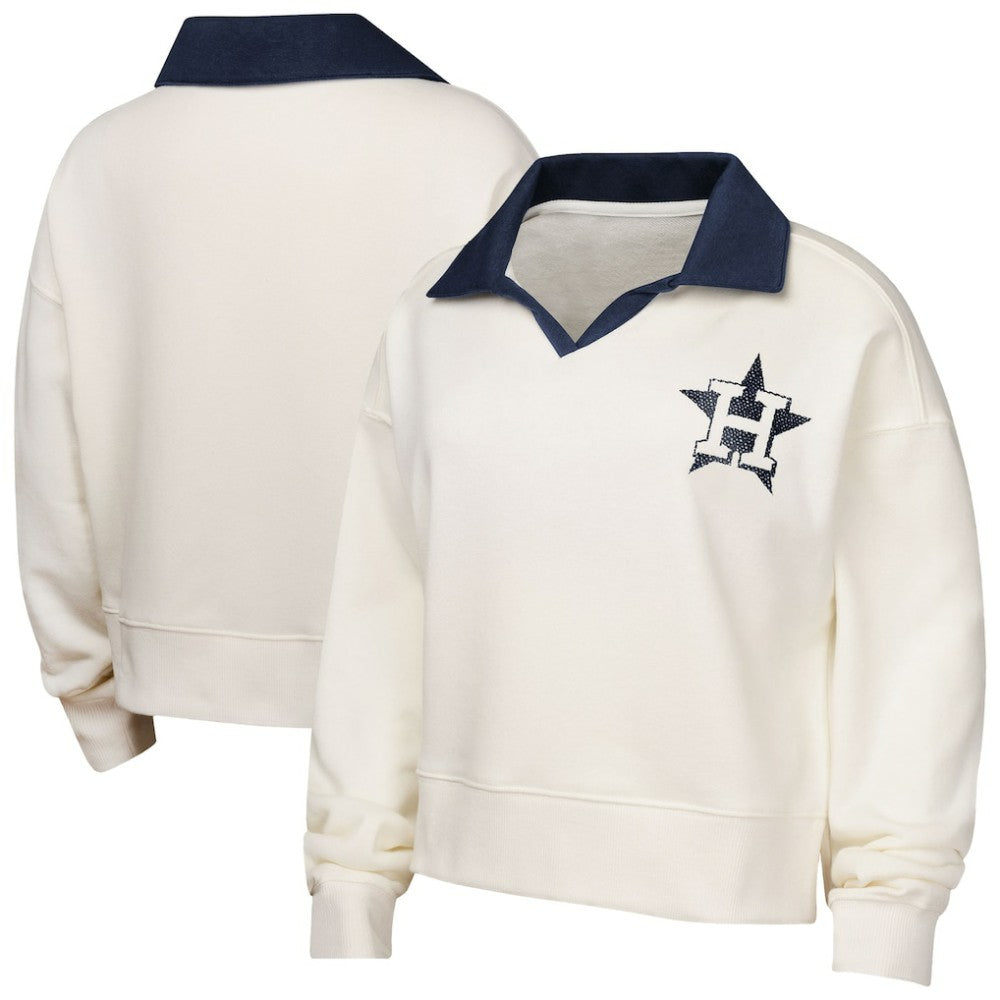 Houston Astros Girls Youth Ballpark Hit Collared V-Neck Pullover Sweatshirt - White