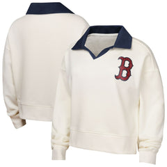 Boston Red Sox Girls Youth Ballpark Hit Collared V-Neck Pullover Sweatshirt - White