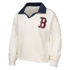 Boston Red Sox Girls Youth Ballpark Hit Collared V-Neck Pullover Sweatshirt - White