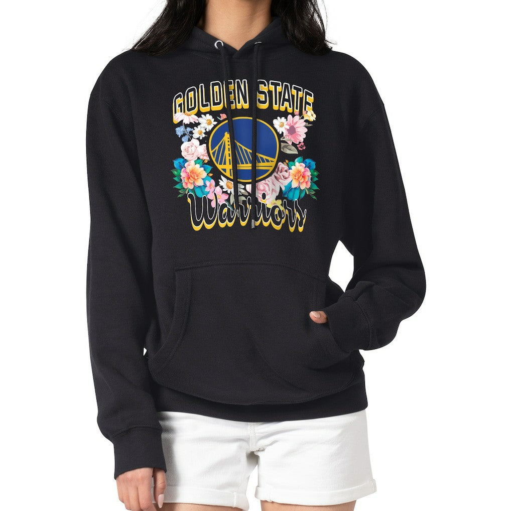 Golden State Warriors G-III 4Her by Carl Banks Women's Flowers Team Logo Graphic Fleece Pullover Hoodie sale - Black for sale