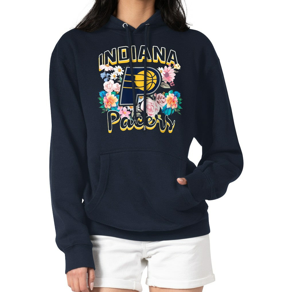 Indiana Pacers G-III 4Her by Carl Banks Women's Flowers Team Logo Graphic Fleece Pullover Hoodie - Navy sale