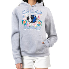 Dallas Mavericks G-III 4Her by Carl Banks Women's Flowers Team Logo Graphic Fleece Pullover Hoodie sale - Heather Gray online
