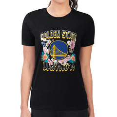 Golden State Warriors G-III 4Her by Carl Banks Women's Super-Slim Fit Lightweight Flowers Team Logo Graphic T-Shirt sale - Black discount