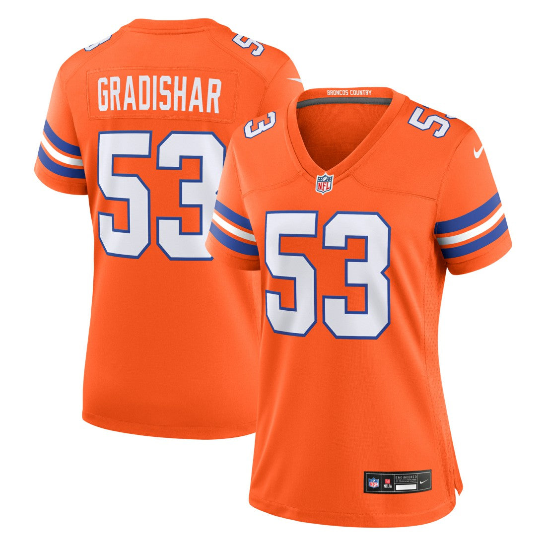 NFL Denver Broncos Randy Gradishar  Women's Mile High Collection 1977 Throwback Retired Player Game Jersey