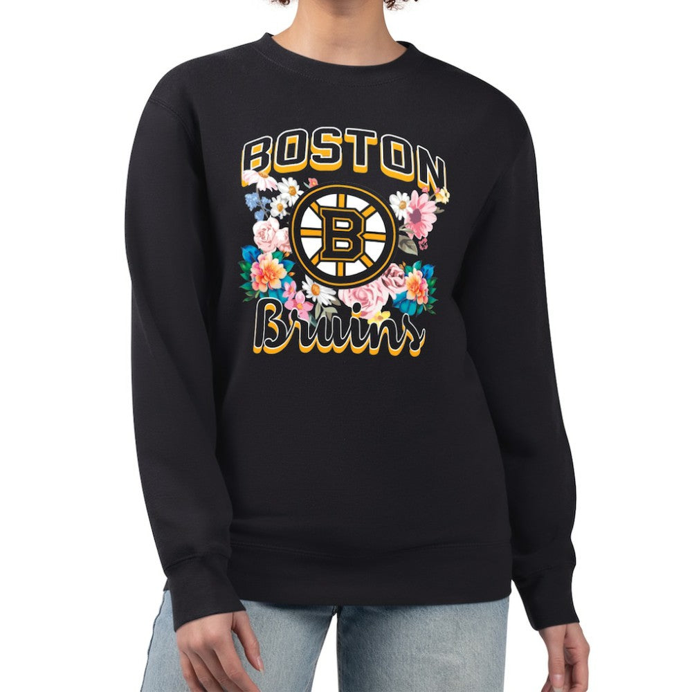 Boston Bruins G-III 4Her by Carl Banks Women's Flower Logo Pullover Sweatshirt