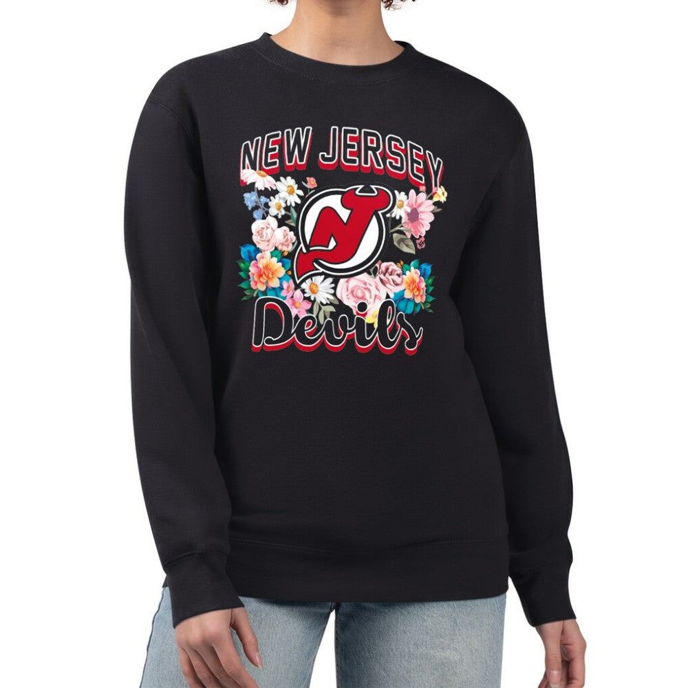 New Jersey Devils G-III 4Her by Carl Banks Women's Flower Logo Pullover Sweatshirt