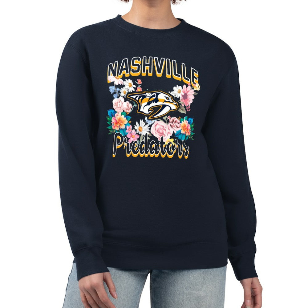 Nashville Predators G-III 4Her by Carl Banks Women's Flower Logo Pullover Sweatshirt