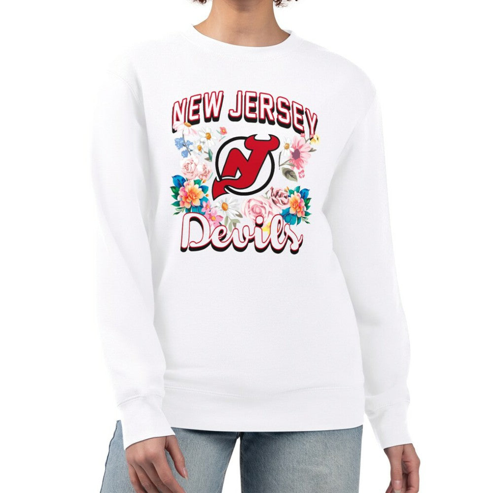 New Jersey Devils G-III 4Her by Carl Banks Women's Flower Logo Pullover Sweatshirt