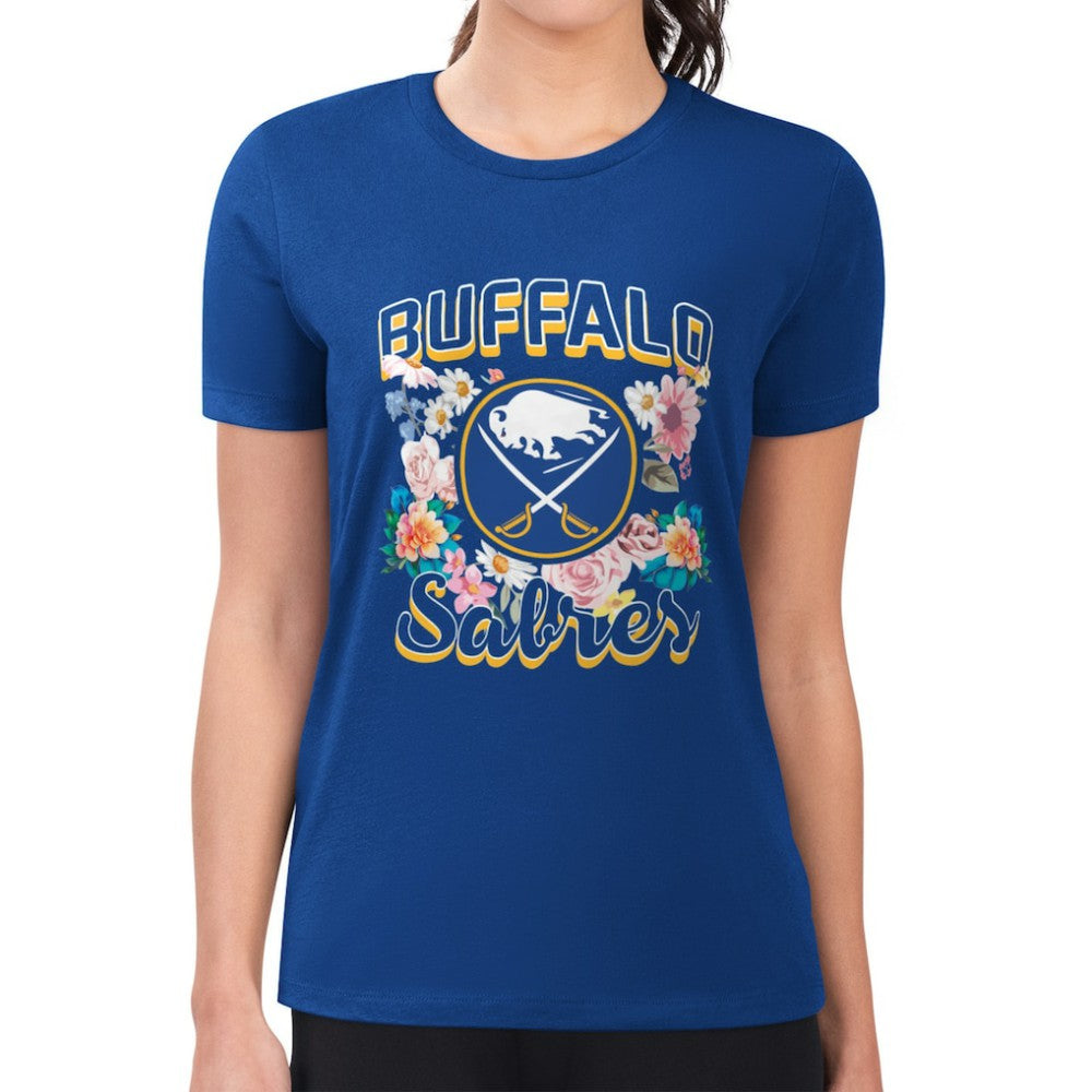 Buffalo Sabres G-III 4Her by Carl Banks Women's Super-Slim Fit Lightweight Flower Logo T-Shirt