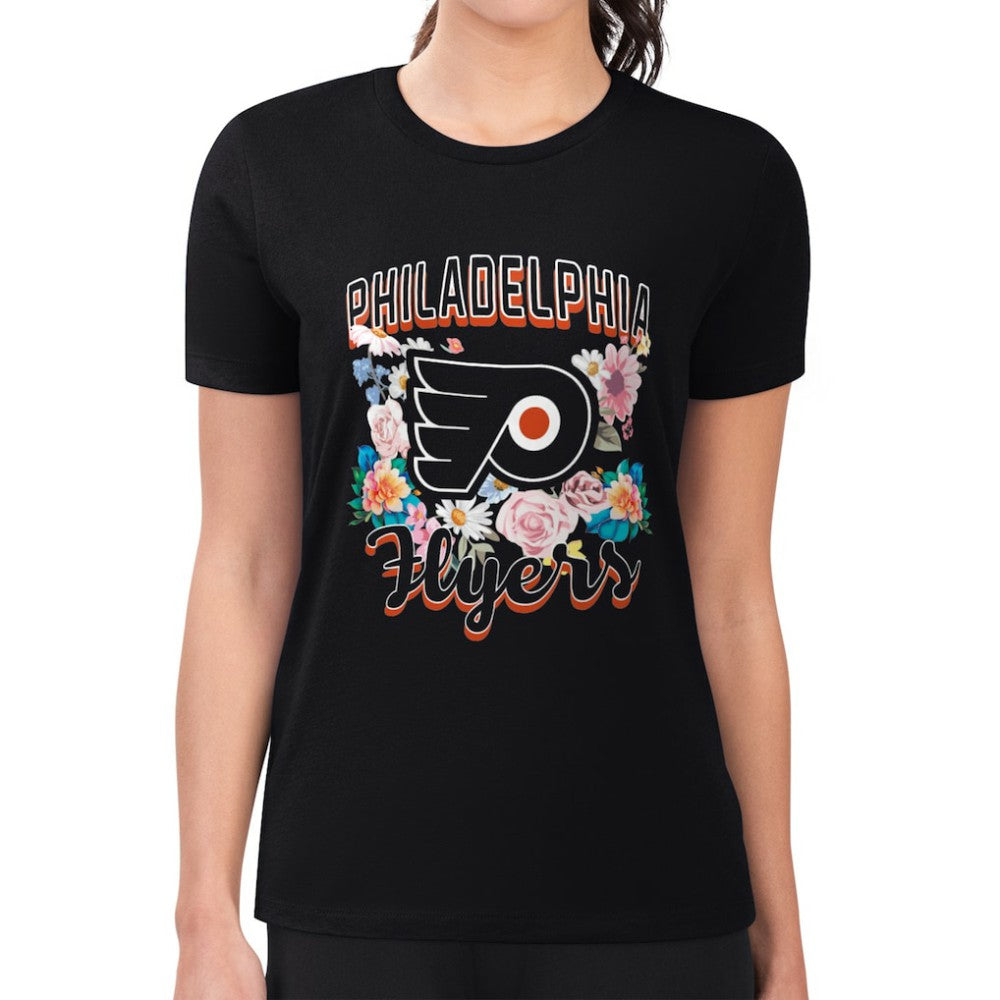 Philadelphia Flyers G-III 4Her by Carl Banks Women's Super-Slim Fit Lightweight Flower Logo T-Shirt