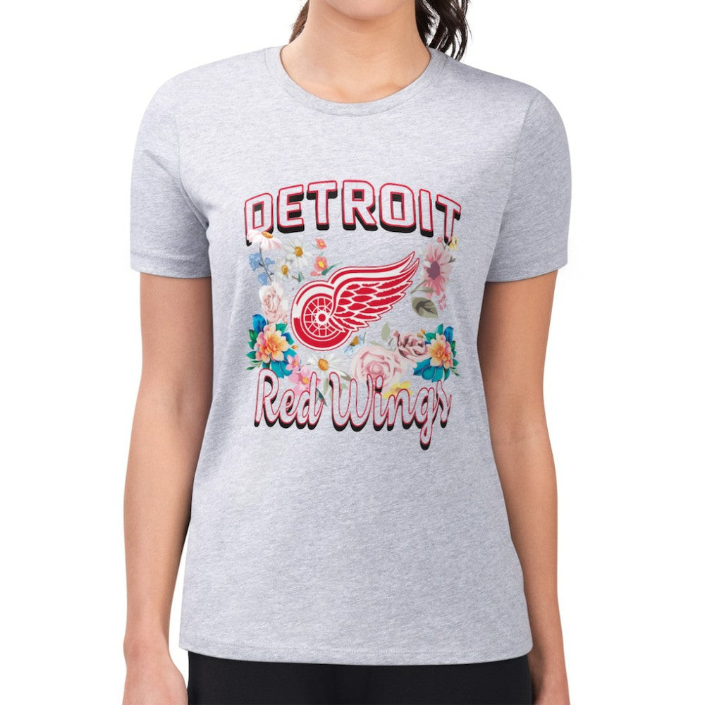 Detroit Red Wings G-III 4Her by Carl Banks Women's Super-Slim Fit Lightweight Flower Logo T-Shirt