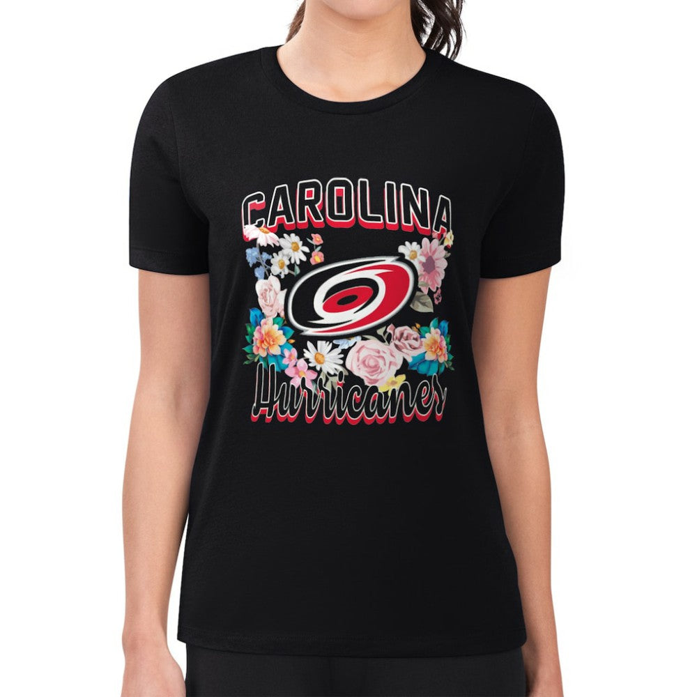 Carolina Hurricanes G-III 4Her by Carl Banks Women's Super-Slim Fit Lightweight Flower Logo T-Shirt