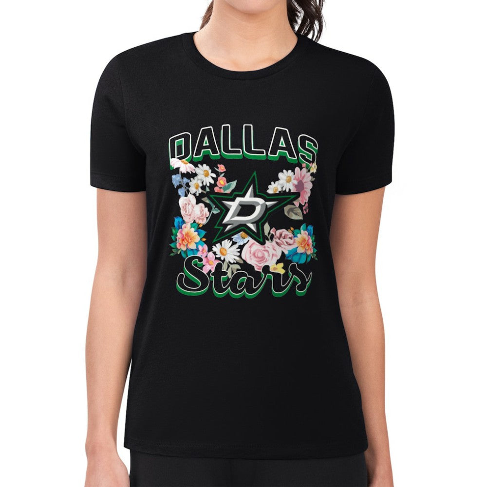 Dallas Stars G-III 4Her by Carl Banks Women's Super-Slim Fit Lightweight Flower Logo T-Shirt