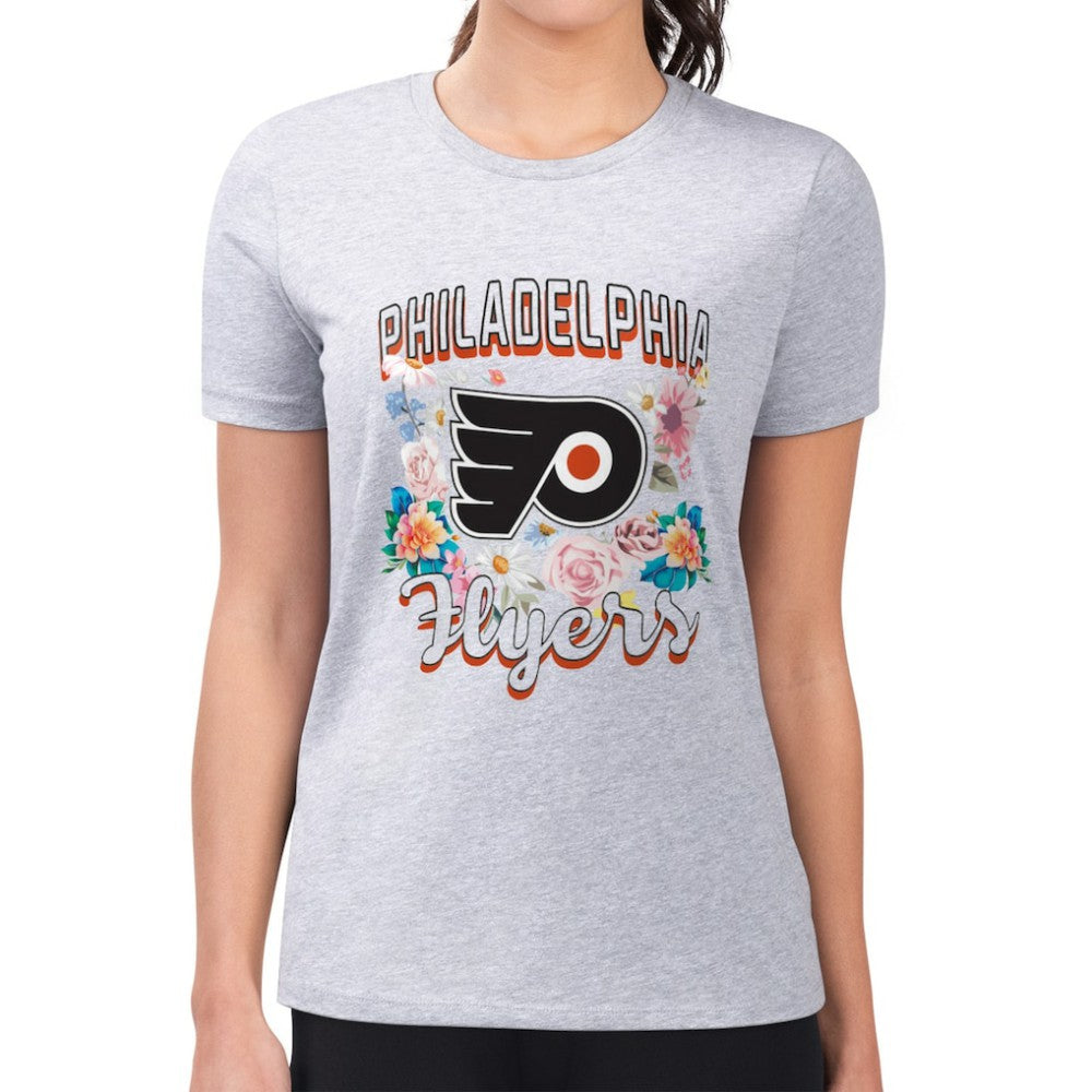 Philadelphia Flyers G-III 4Her by Carl Banks Women's Super-Slim Fit Lightweight Flower Logo T-Shirt