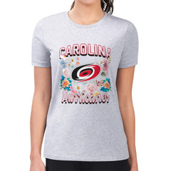Carolina Hurricanes G-III 4Her by Carl Banks Women's Super-Slim Fit Lightweight Flower Logo T-Shirt