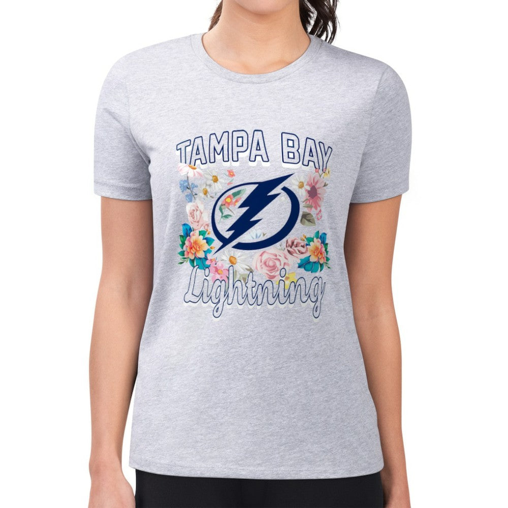 Tampa Bay Lightning G-III 4Her by Carl Banks Women's Super-Slim Fit Lightweight Flower Logo T-Shirt