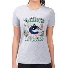 Vancouver Canucks G-III 4Her by Carl Banks Women's Super-Slim Fit Lightweight Flower Logo T-Shirt