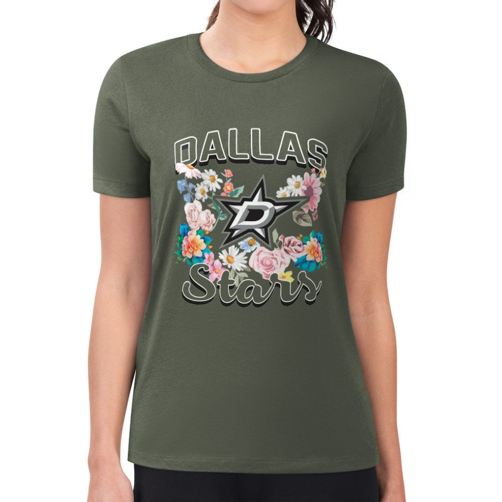 Dallas Stars G-III 4Her by Carl Banks Women's Super-Slim Fit Lightweight Flower Logo T-Shirt
