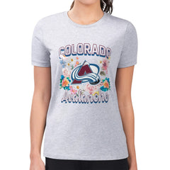 Colorado Avalanche G-III 4Her by Carl Banks Women's Super-Slim Fit Lightweight Flower Logo T-Shirt