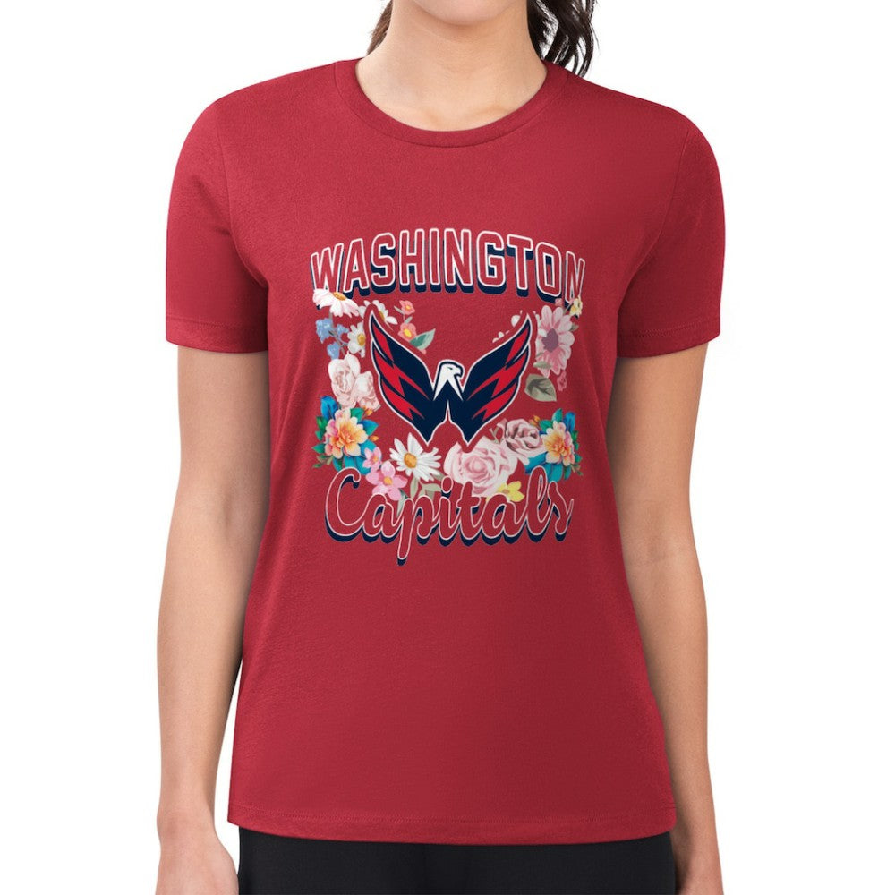 Washington Capitals G-III 4Her by Carl Banks Women's Super-Slim Fit Lightweight Flower Logo T-Shirt