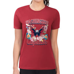 Washington Capitals G-III 4Her by Carl Banks Women's Super-Slim Fit Lightweight Flower Logo T-Shirt
