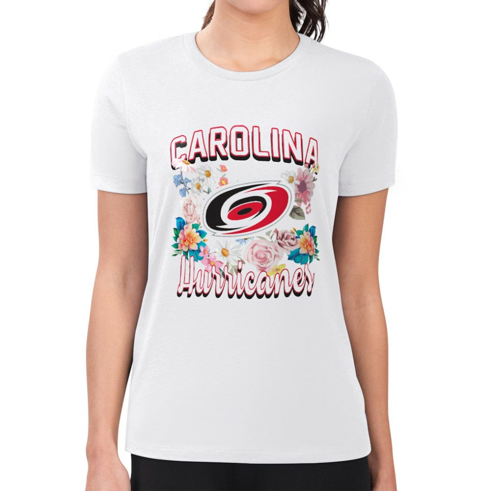 Carolina Hurricanes G-III 4Her by Carl Banks Women's Super-Slim Fit Lightweight Flower Logo T-Shirt
