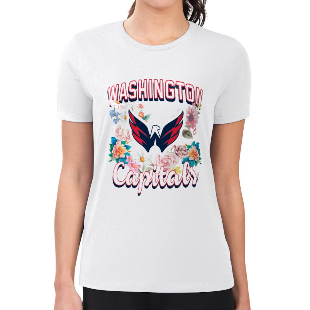 Washington Capitals G-III 4Her by Carl Banks Women's Super-Slim Fit Lightweight Flower Logo T-Shirt