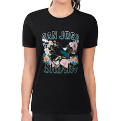 San Jose Sharks G-III 4Her by Carl Banks Women's Super-Slim Fit Lightweight Flower Logo T-Shirt