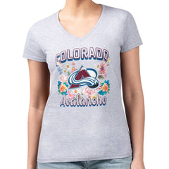 Colorado Avalanche G-III 4Her by Carl Banks Women's Super-Slim Fit Lightweight Flower Logo V-Neck T-Shirt