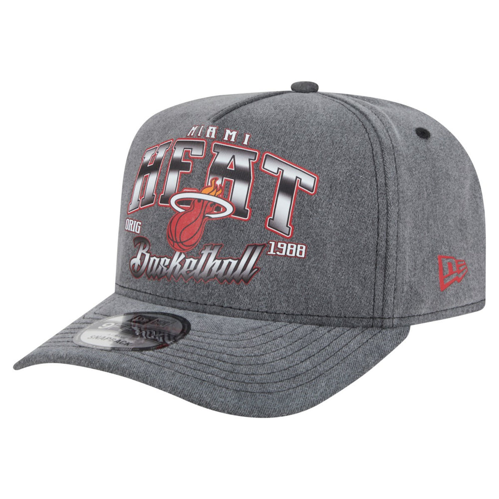 Miami Heat Throwback Washed Pre-Curved 9FIFTY Snapback Hat - Charcoal | New Era outlet