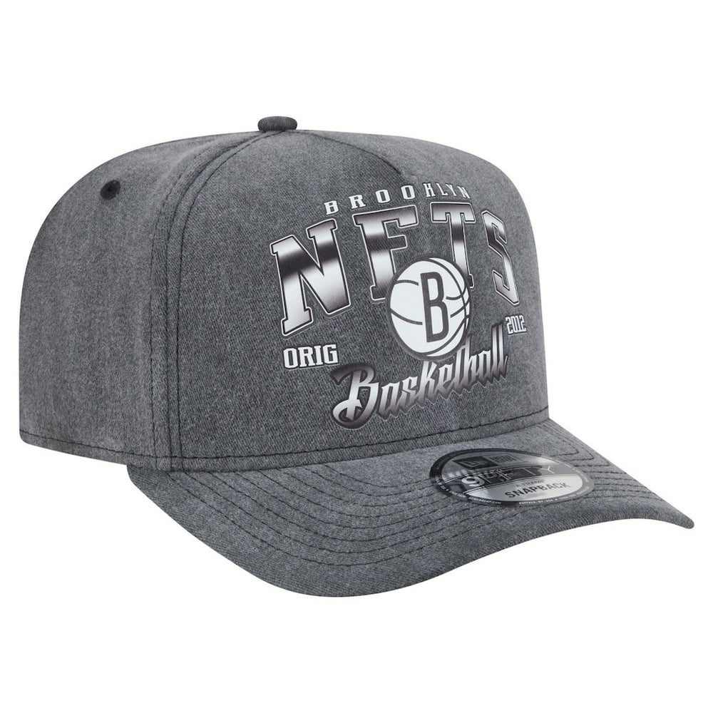 Brooklyn Nets Throwback Washed Pre-Curved 9FIFTY Snapback Hat - Charcoal | New Era outlet