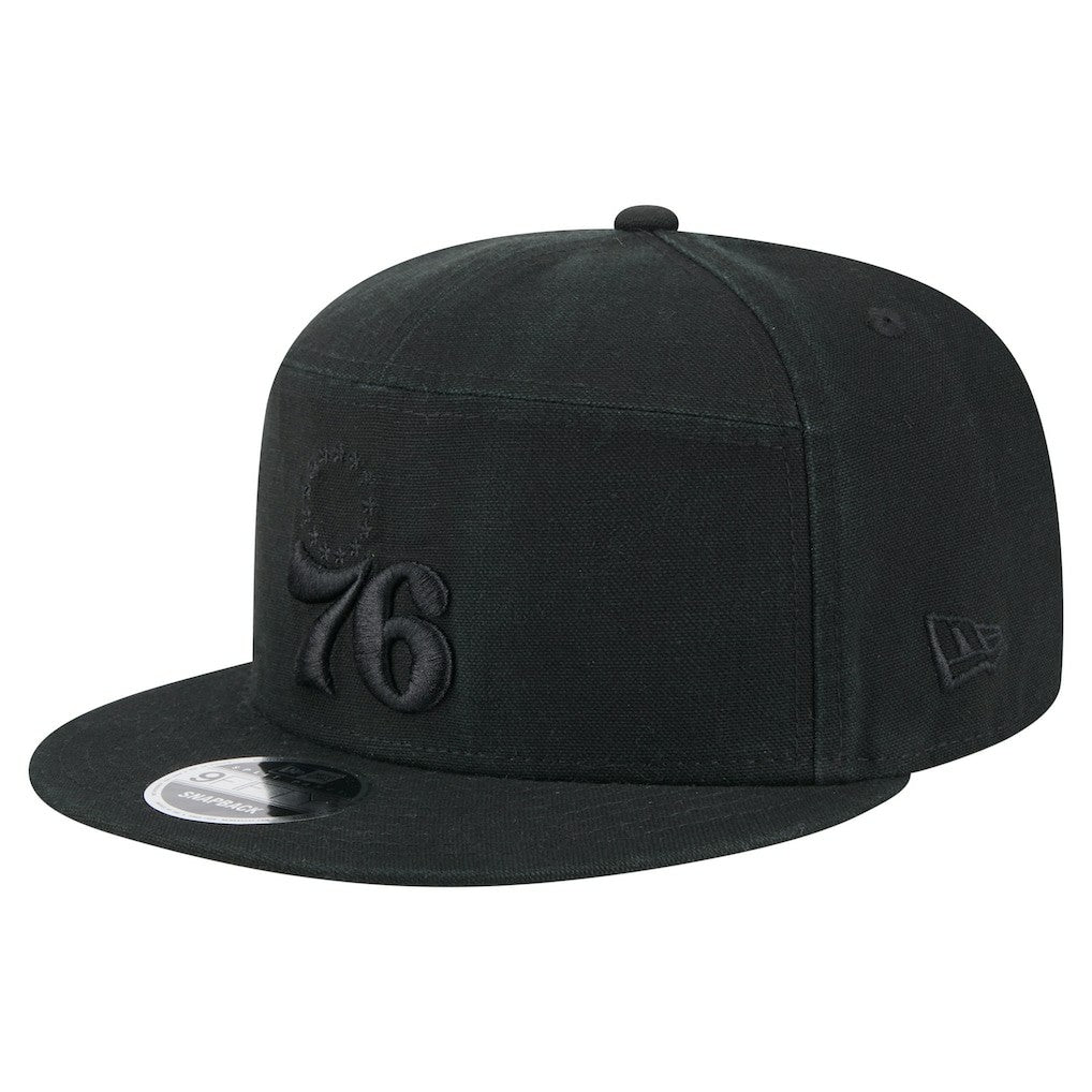 Philadelphia 76ers Adventure Canvas Split Panel 9FIFTY Snapback Hat - Black | New Era shop