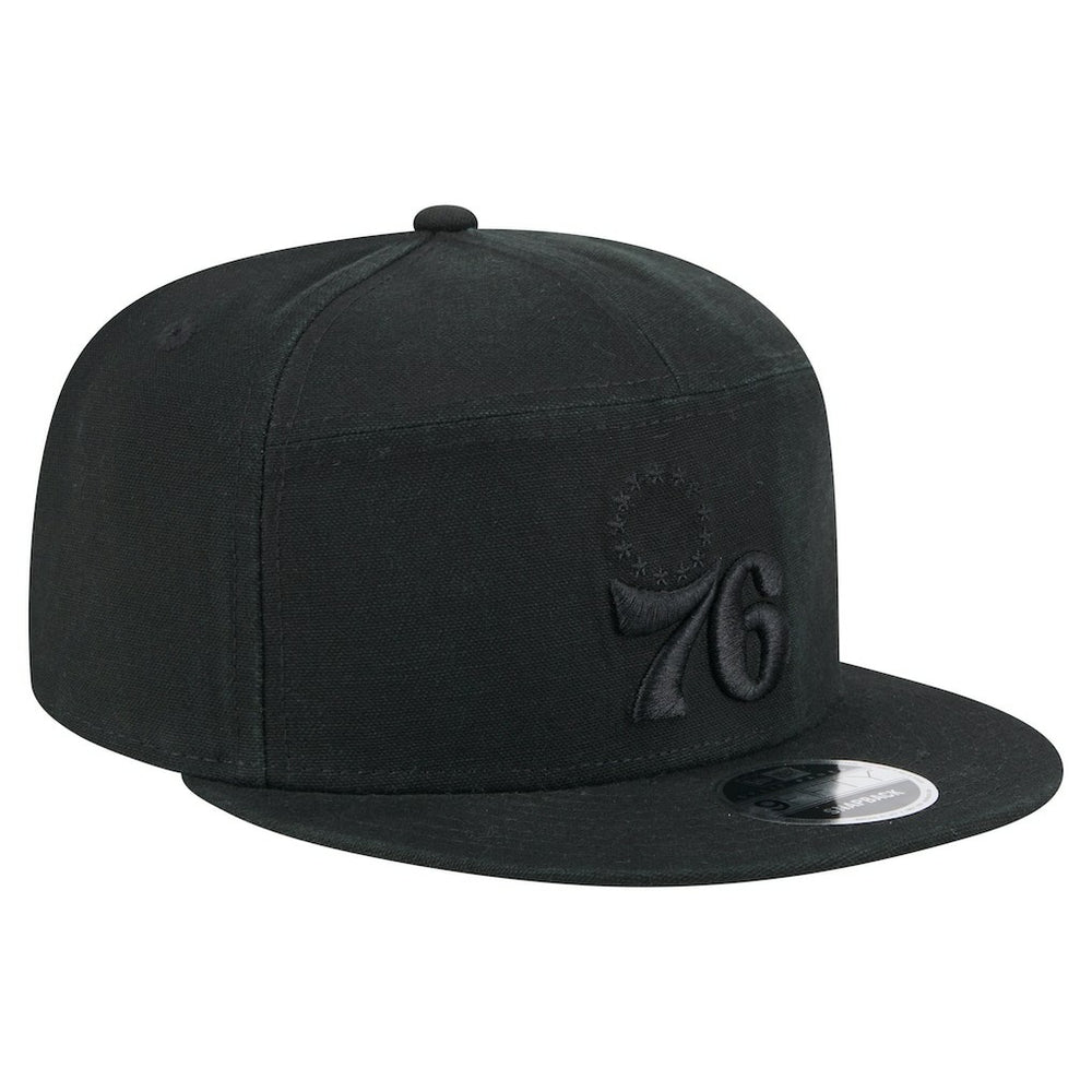 Philadelphia 76ers Adventure Canvas Split Panel 9FIFTY Snapback Hat - Black | New Era shop