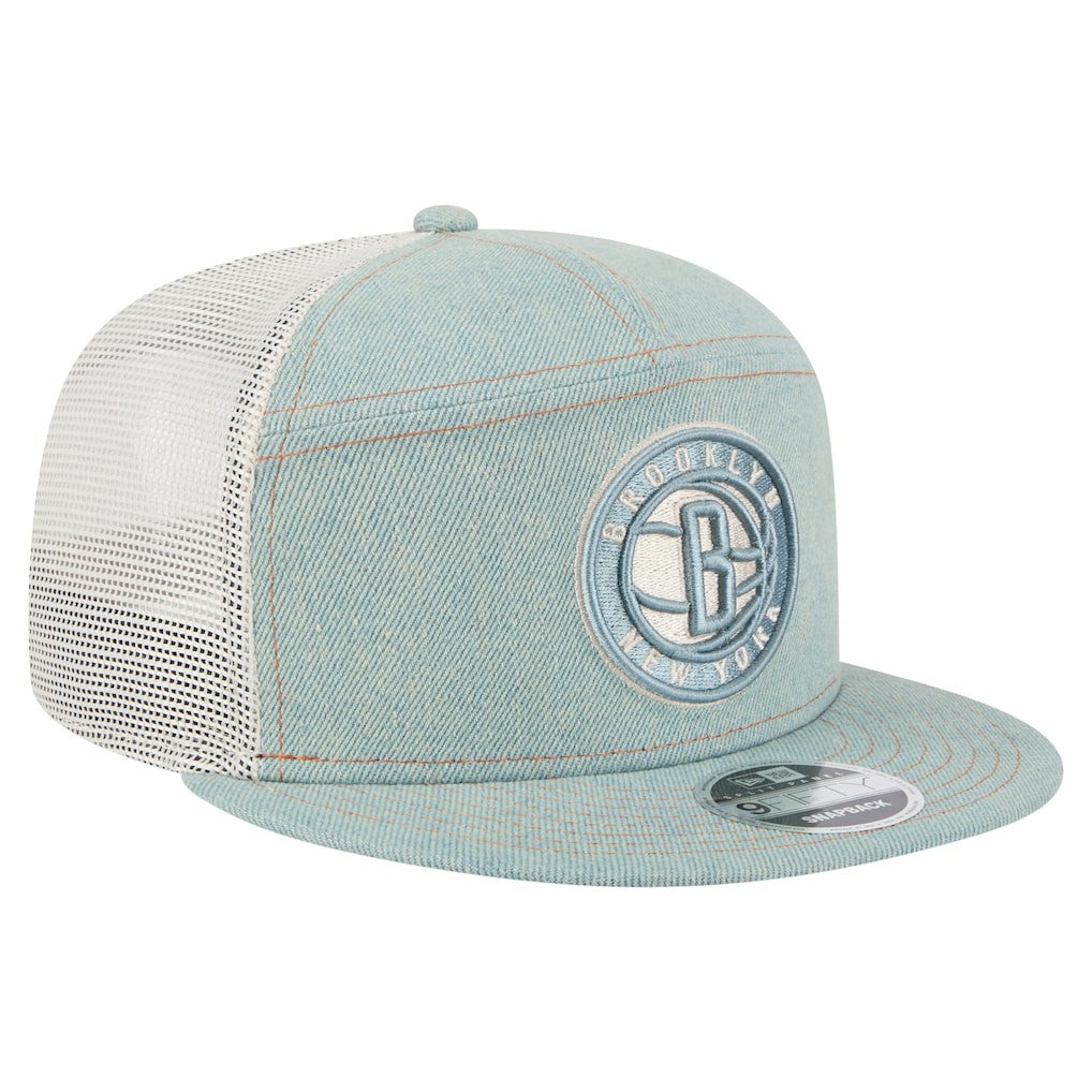 Brooklyn Nets Adventure Denim Split Panel 9FIFTY Snapback Trucker Hat | New Era online