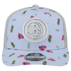 Brooklyn Nets Adventure Aloha Pattern 9SEVENTY Stretch-Snap Hat - Light Blue/Gray | New Era shop