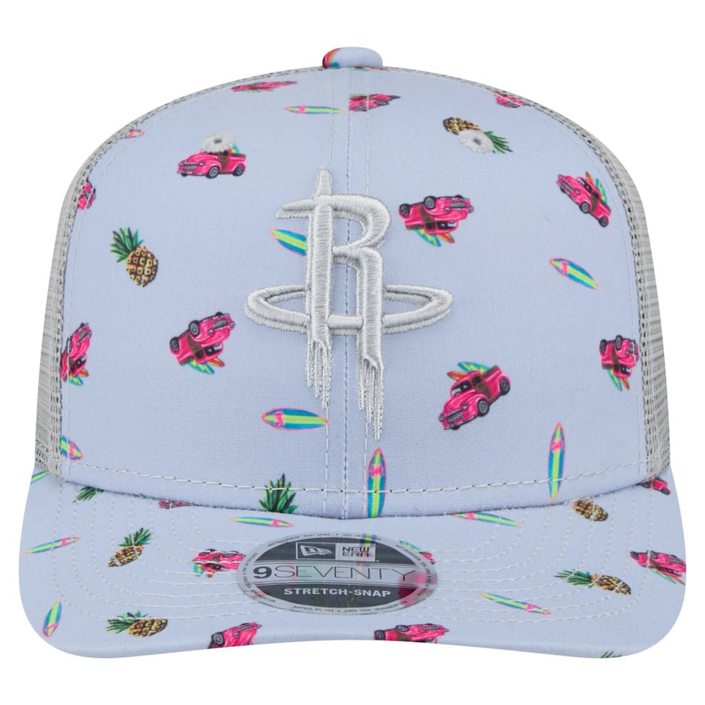 Houston Rockets Adventure Aloha Pattern 9SEVENTY Stretch-Snap Hat sale - Light Blue/Gray | New Era for sale