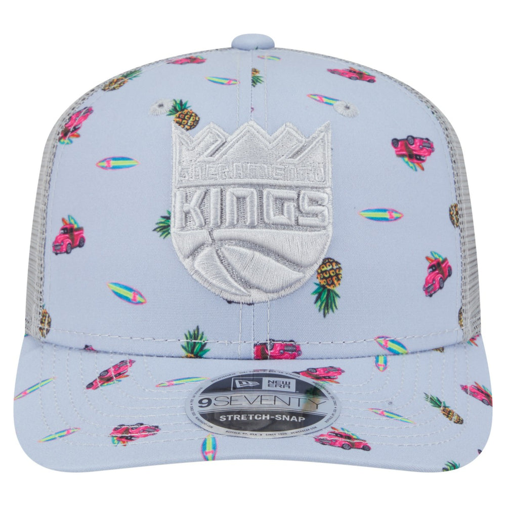 Sacramento Kings Adventure Aloha Pattern 9SEVENTY Stretch-Snap Hat - Light Blue/Gray | New Era for sale
