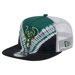 Milwaukee Bucks Throwback Dye Golfer Snapback Hat - Black/Hunter Green | New Era shop