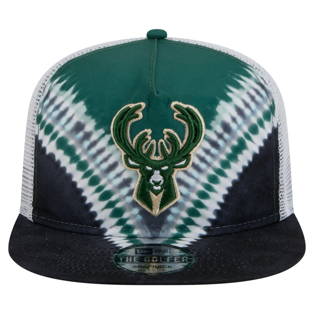 Milwaukee Bucks Throwback Dye Golfer Snapback Hat - Black/Hunter Green | New Era shop