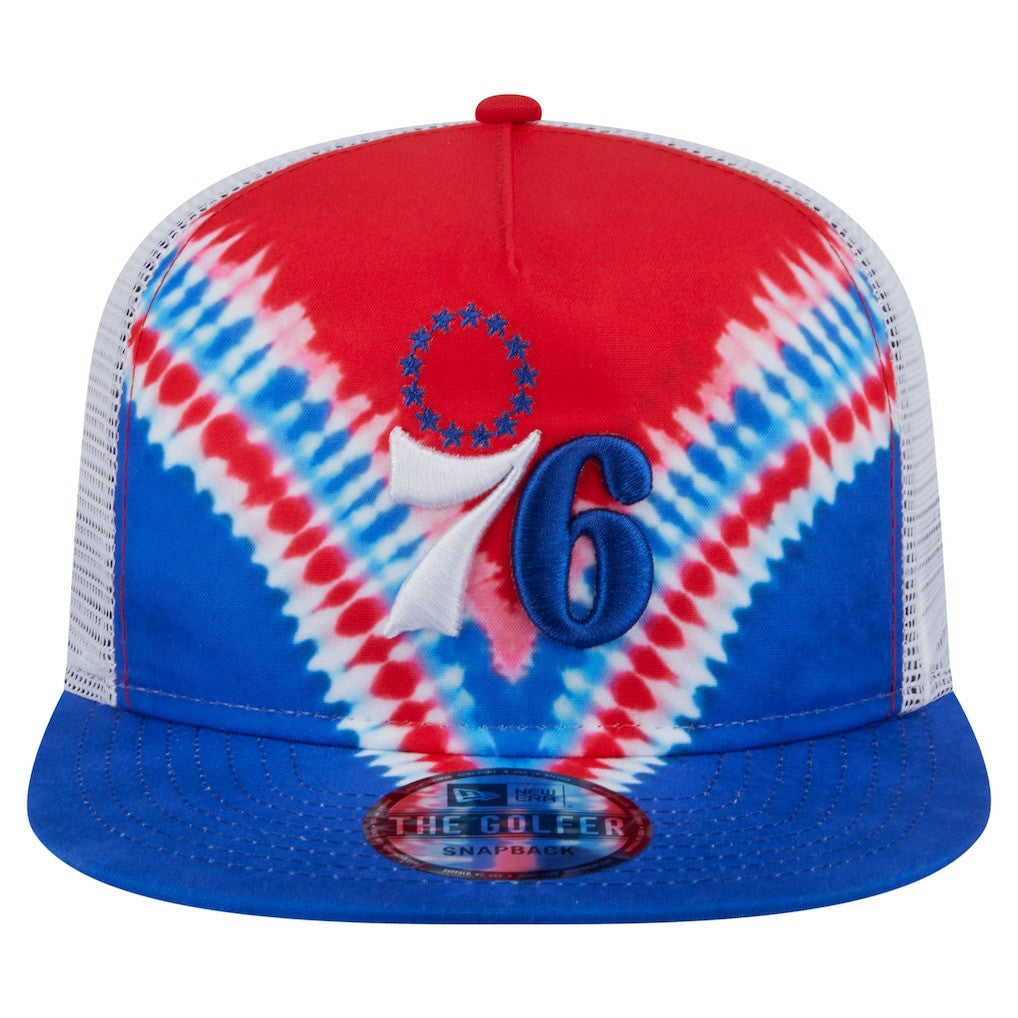 Philadelphia 76ers Throwback Dye Golfer Snapback Hat - Royal/Red | New Era on sale