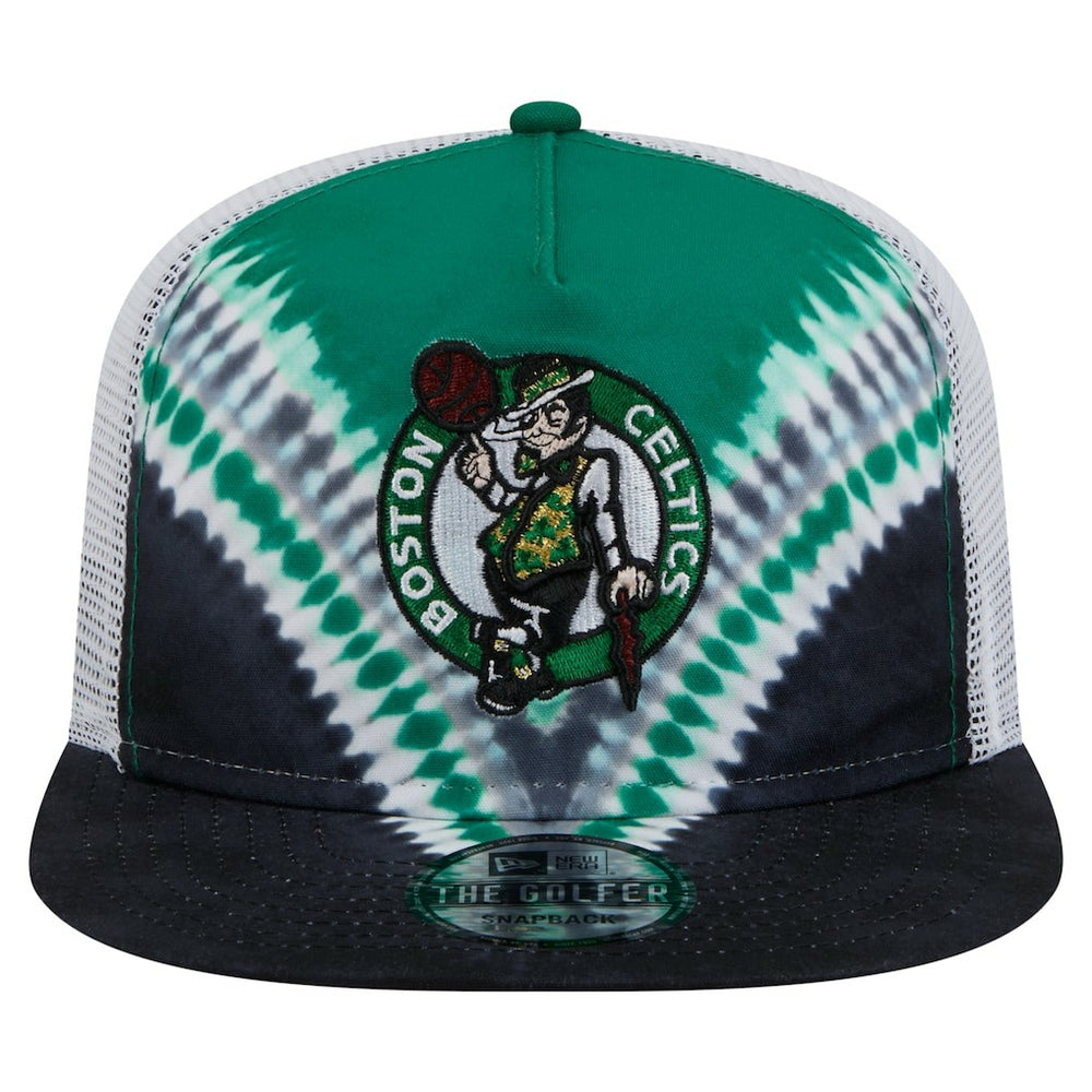 Boston Celtics Throwback Dye Golfer Snapback Hat - Black/Kelly Green | New Era outlet