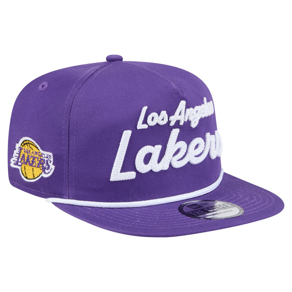 Los Angeles Lakers Team Text Golfer Snapback Hat - Purple | New Era sale