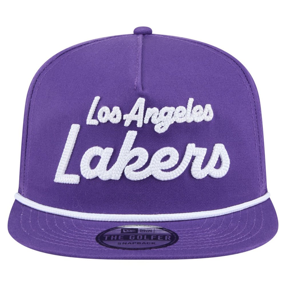 Los Angeles Lakers Team Text Golfer Snapback Hat - Purple | New Era sale